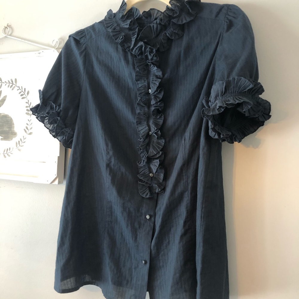 Marc by Marc Jacobs size 8 navy ruffle top